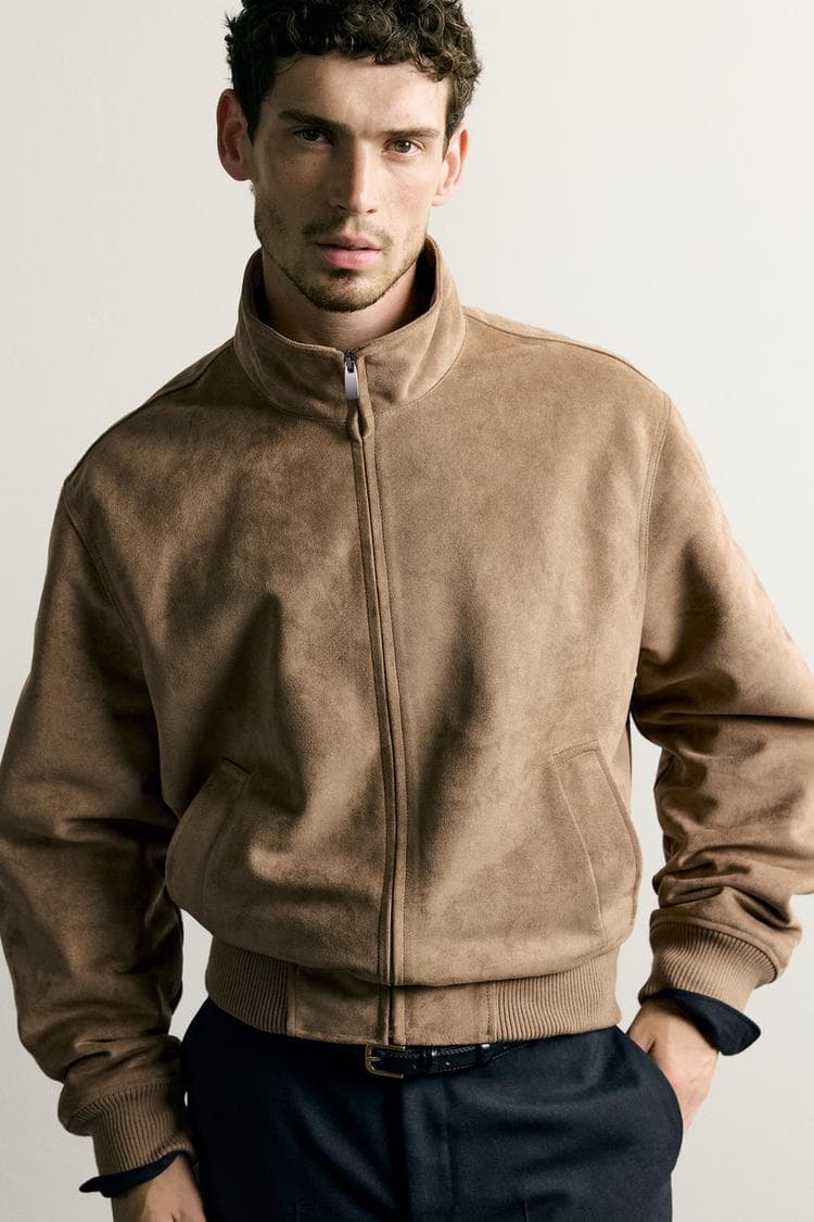 REGULAR FIT FAUX SUEDE JACKET — view 5
