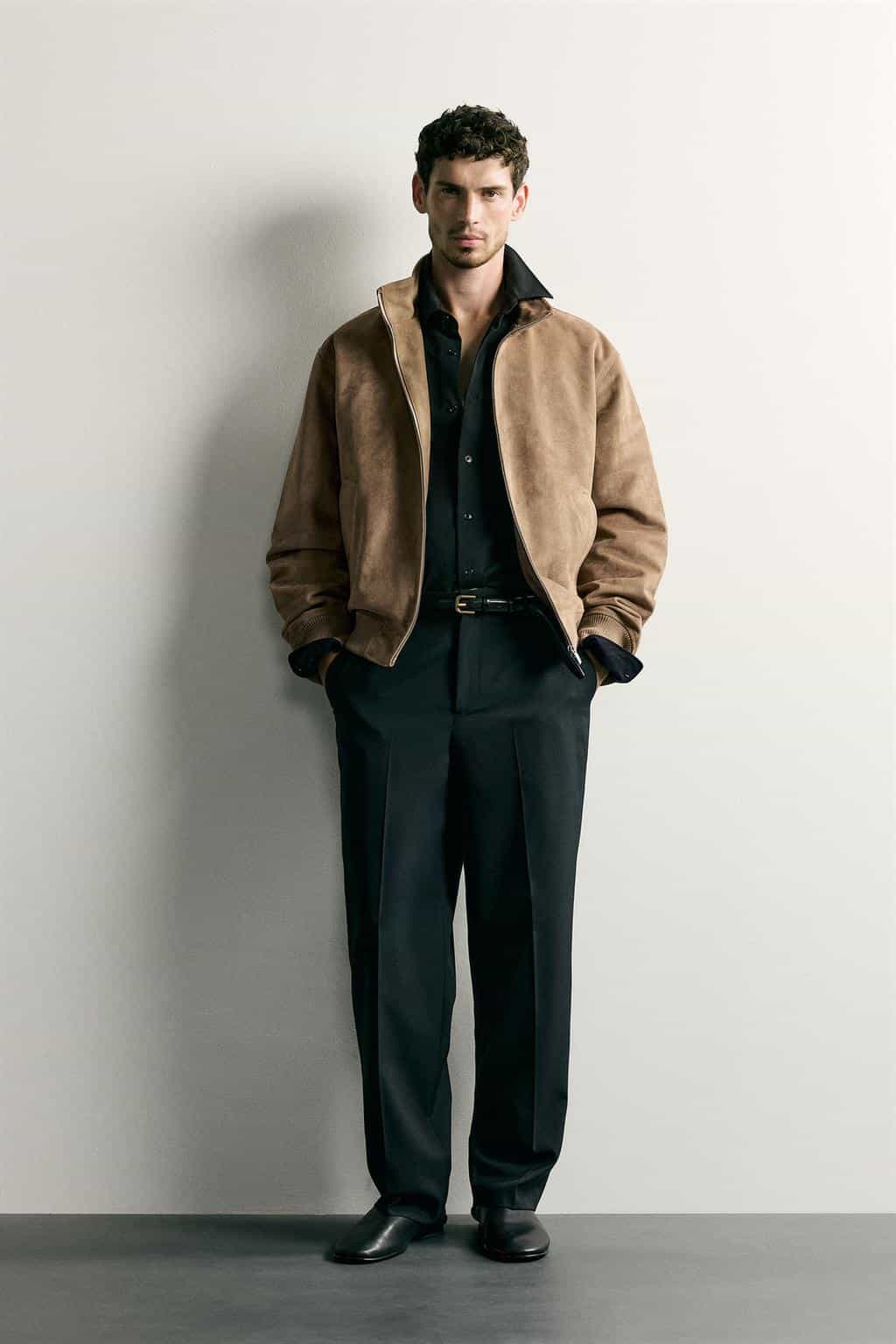 REGULAR FIT FAUX SUEDE JACKET