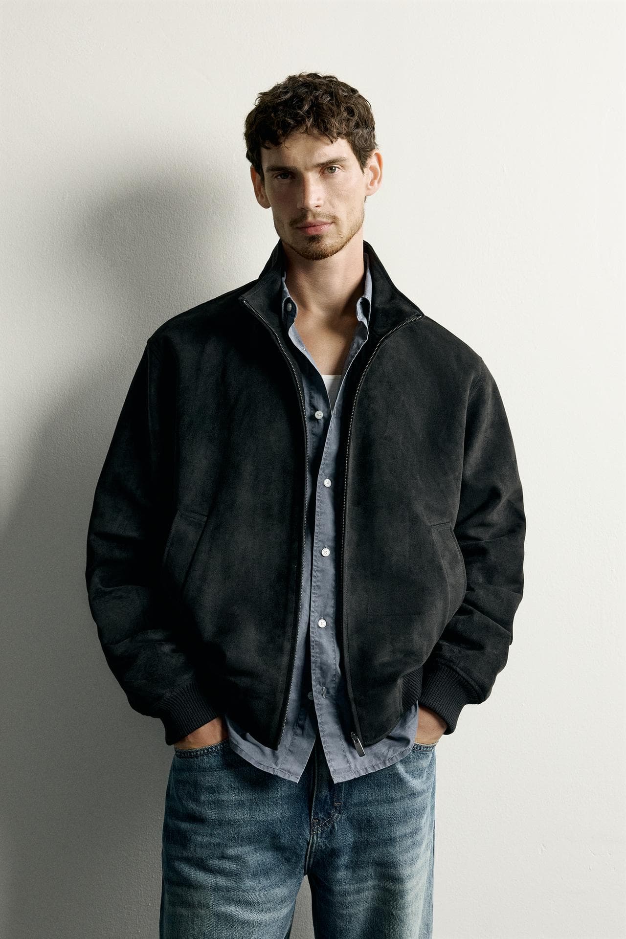 REGULAR FIT FAUX SUEDE JACKET — view 8