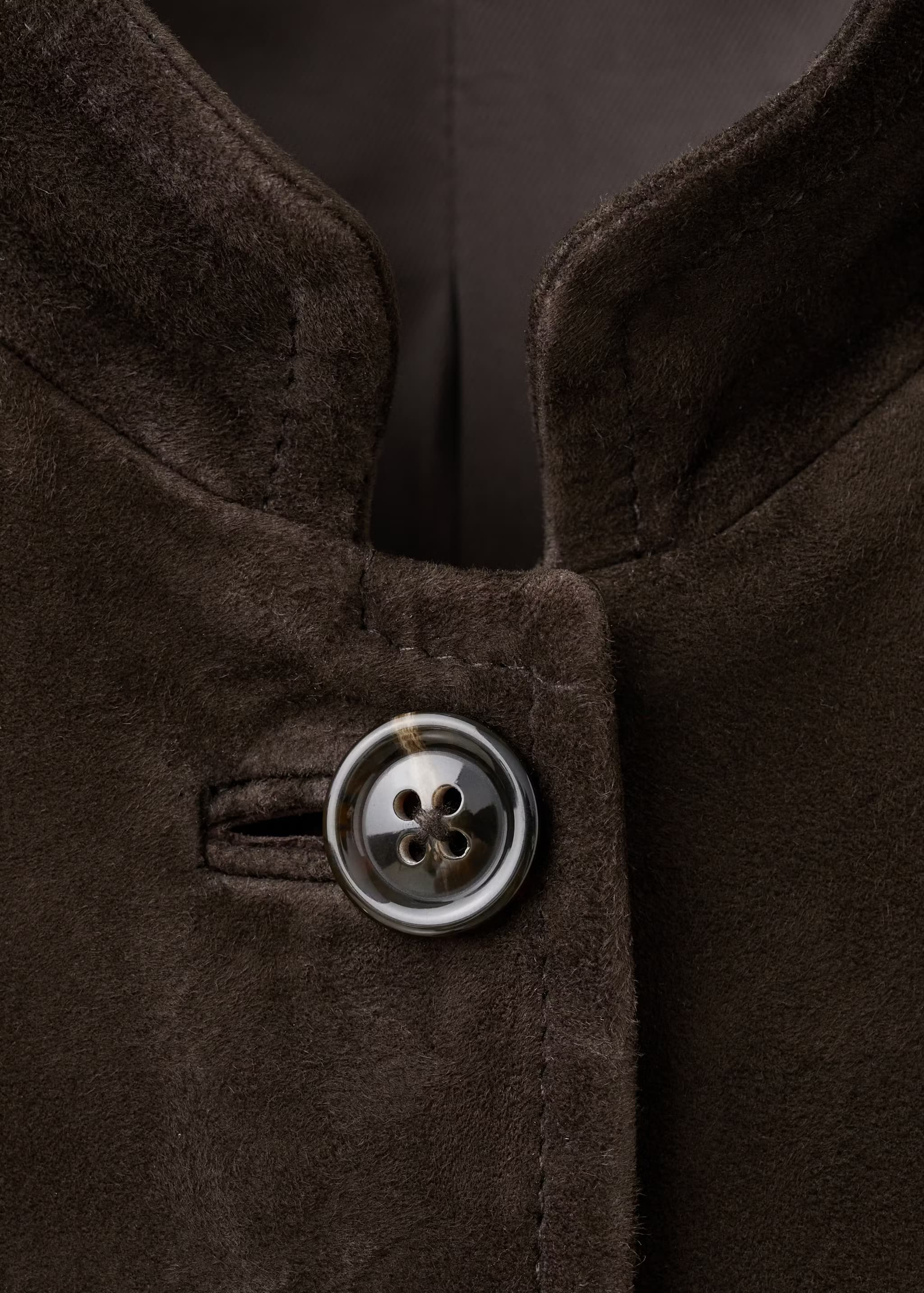 Suede jacket with strap collar — view 7
