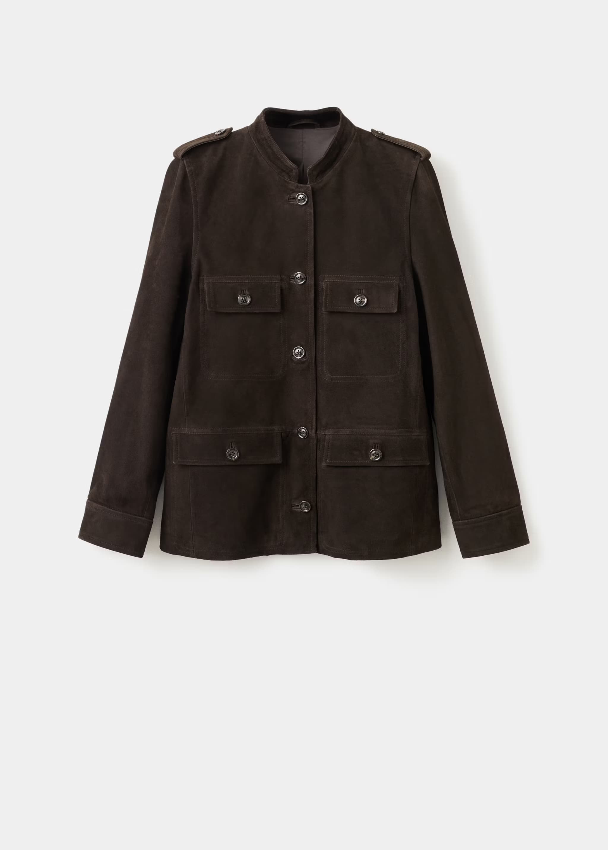 Suede jacket with strap collar — view 6