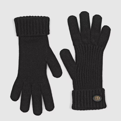 Wool cashmere gloves with Double G — view 2