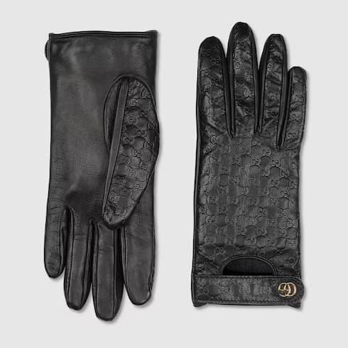 GG leather gloves with Double GB — view 3