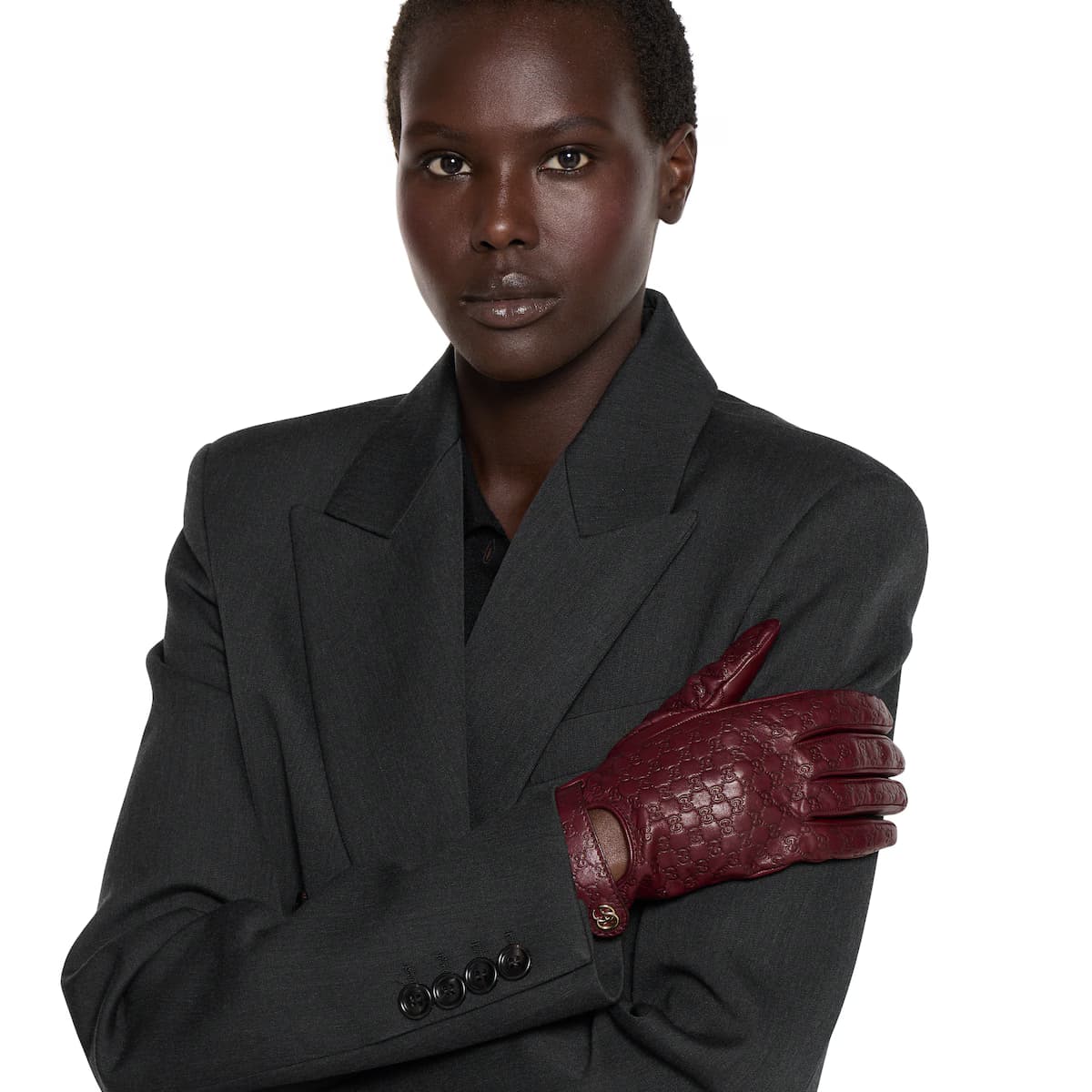 leather gloves with Double C — view 1