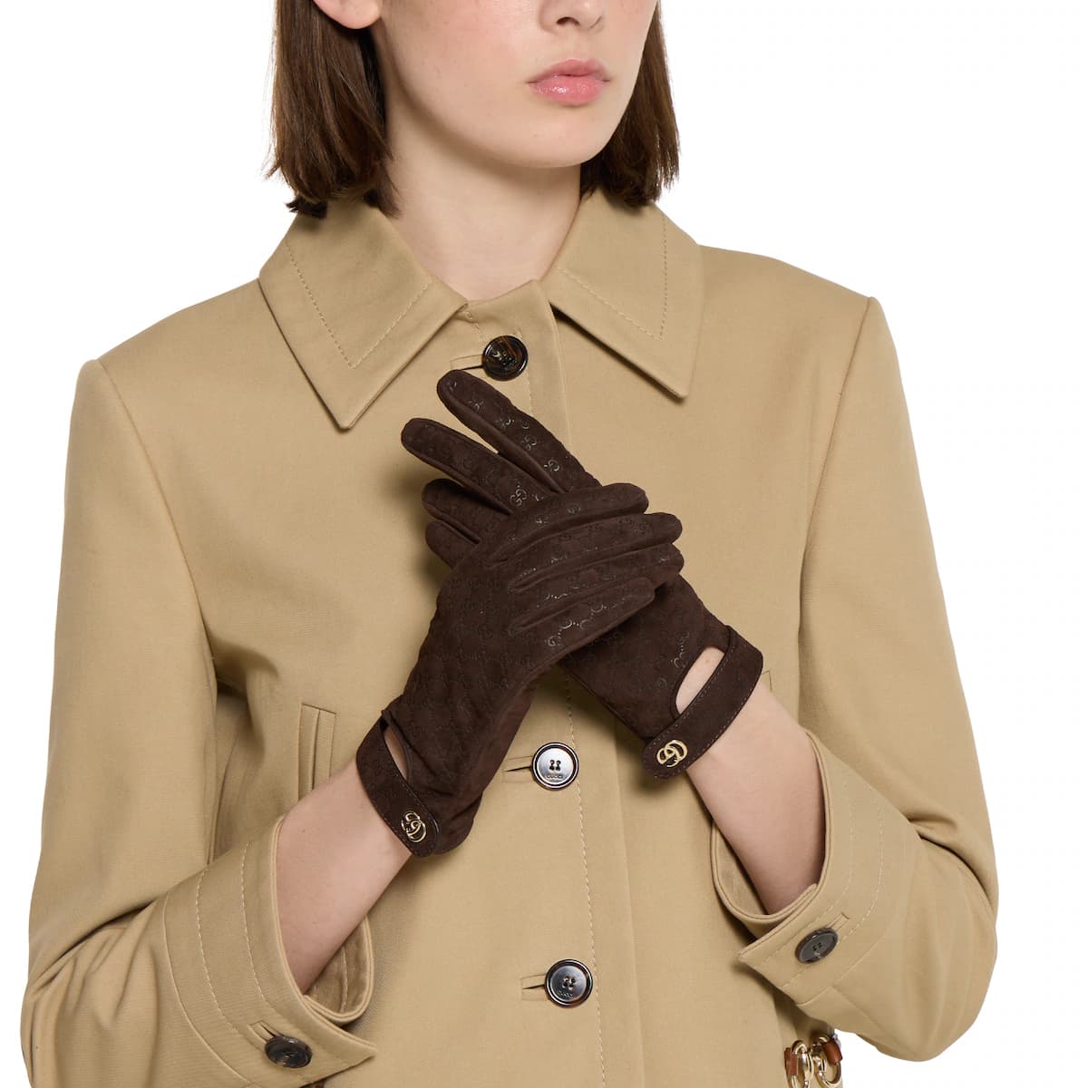 GG leather gloves with Double G — view 1