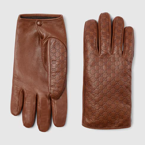 Embossed GG leather gloves — view 2