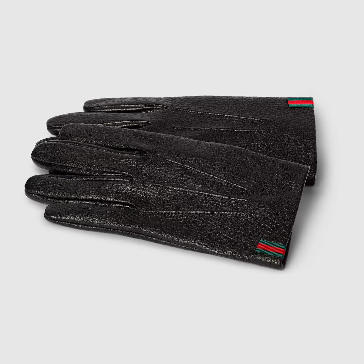 Grainy leather gloves with Web — view 2