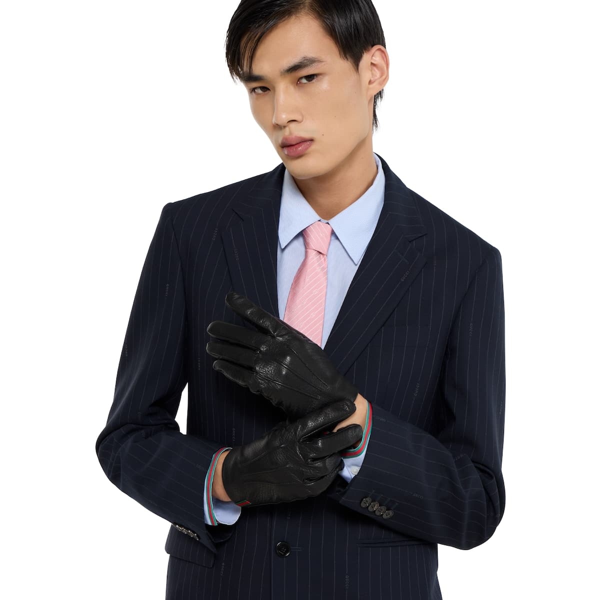 Grainy leather gloves with Web — view 1