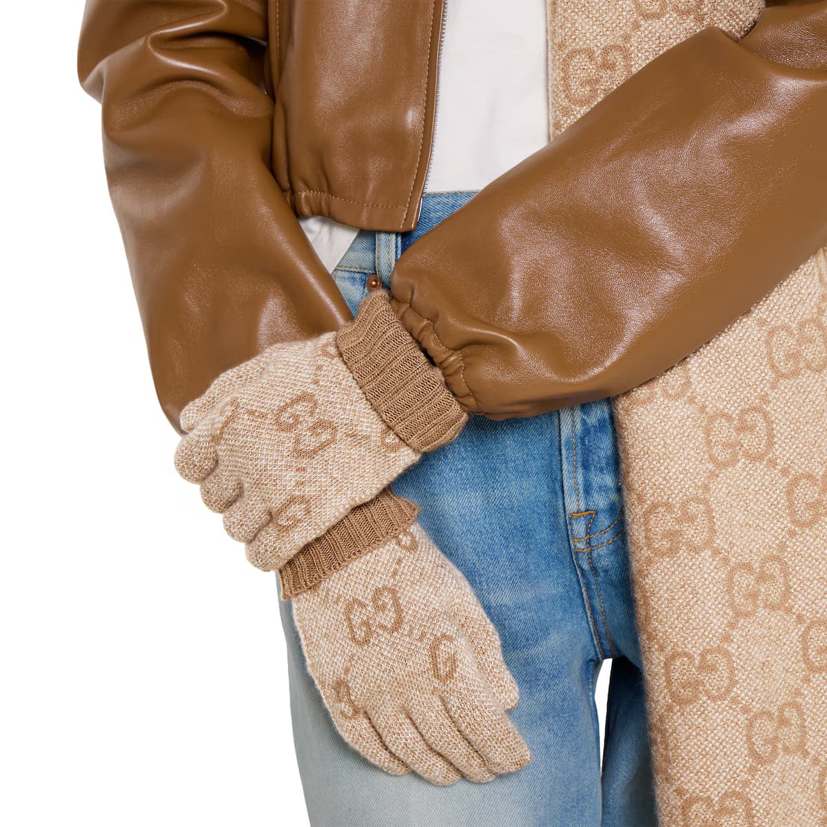 cashmere lamé gloves — view 1