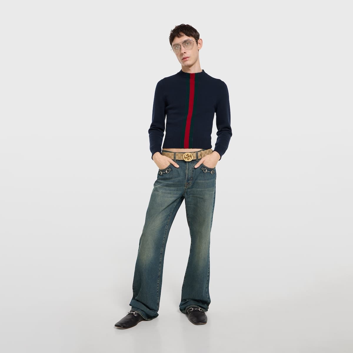 Belt with Interlocking G buckle — view 7