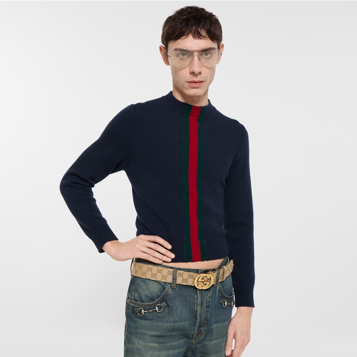 Belt with Interlocking G buckle — view 8