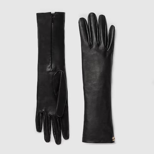 Leather gloves with Double G — view 2