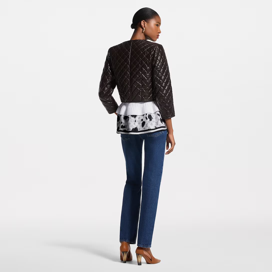 Cropped Quilted Leather Jacket — view 5