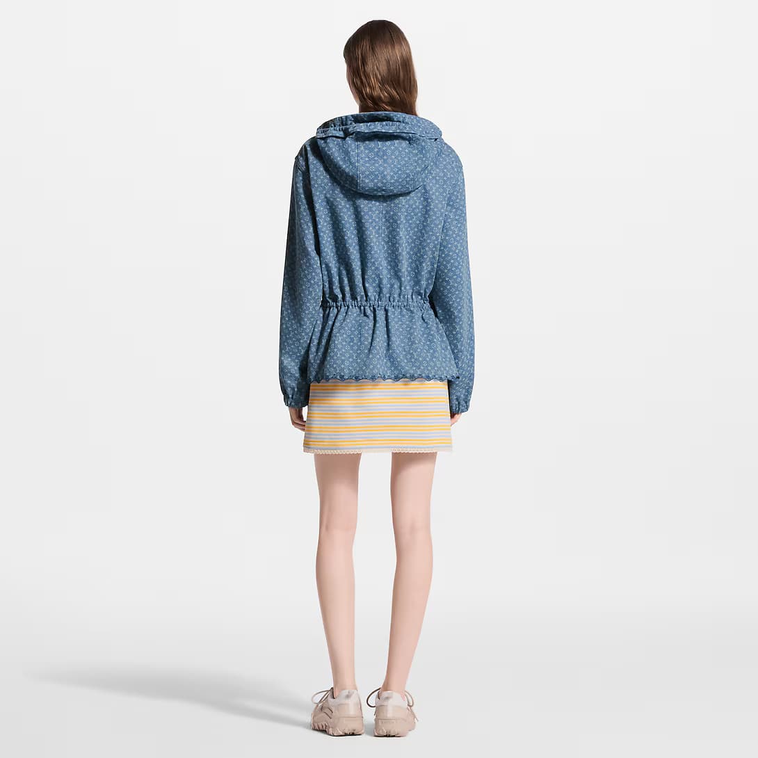 Hooded Monogram Denim Jacket — view 5