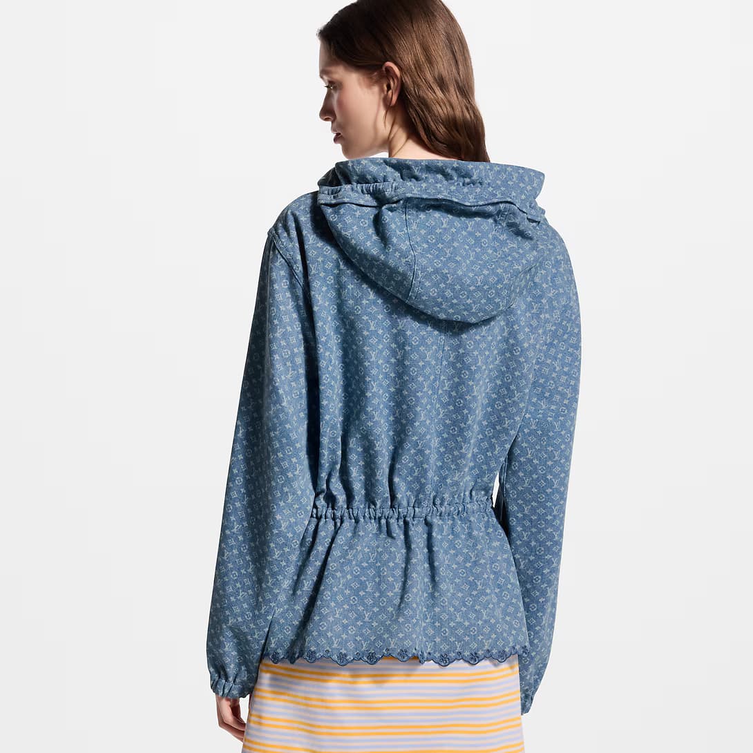 Hooded Monogram Denim Jacket — view 4