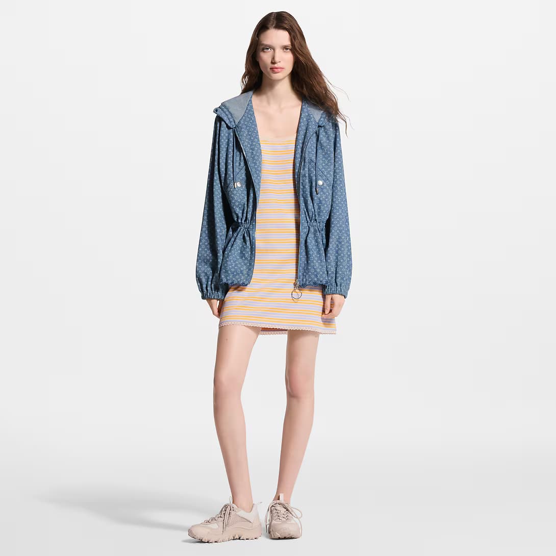 Hooded Monogram Denim Jacket — view 1