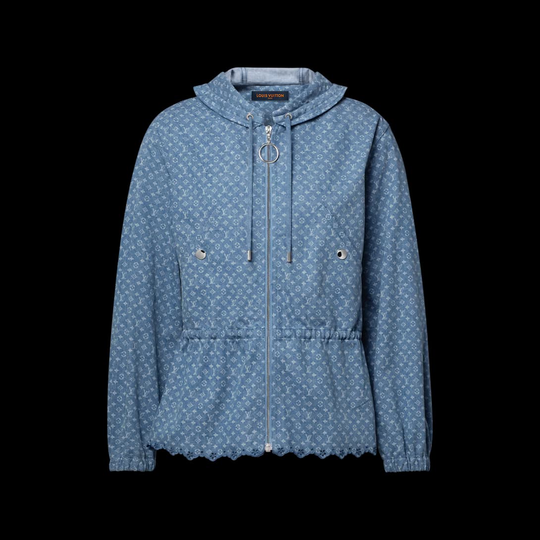 Hooded Monogram Denim Jacket — view 2