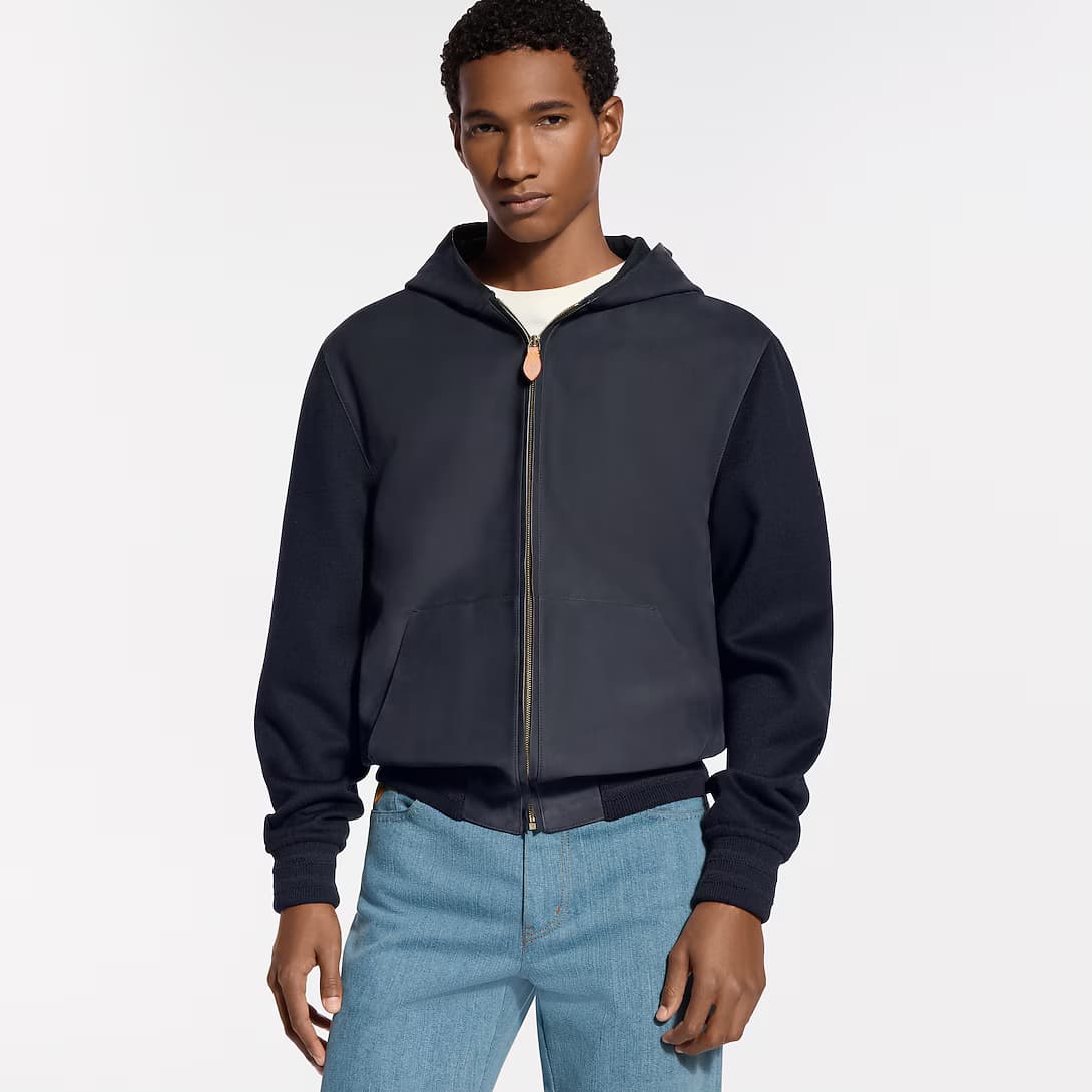 Leather Mix Hooded Blouson — view 3