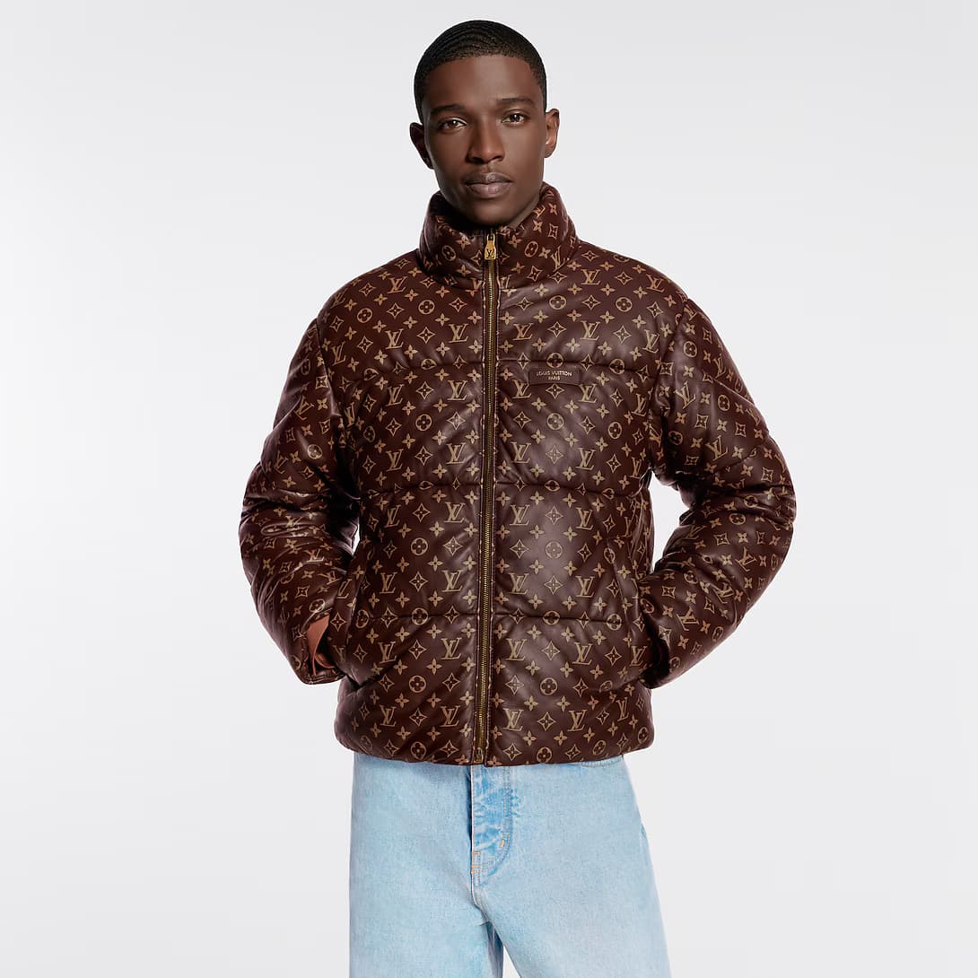 Monogram Leather Puffer Jacket — view 3