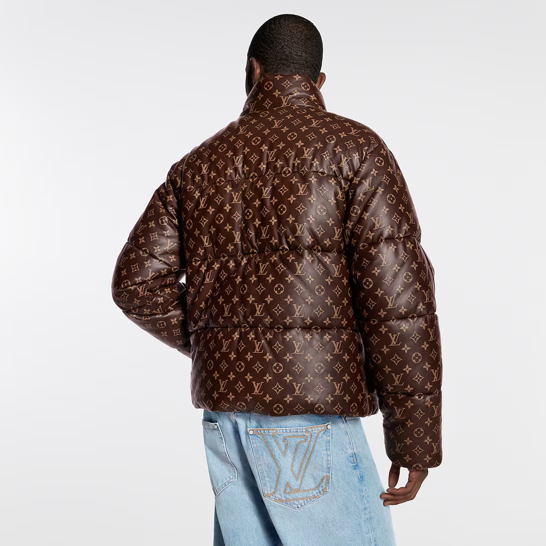 Monogram Leather Puffer Jacket — view 4