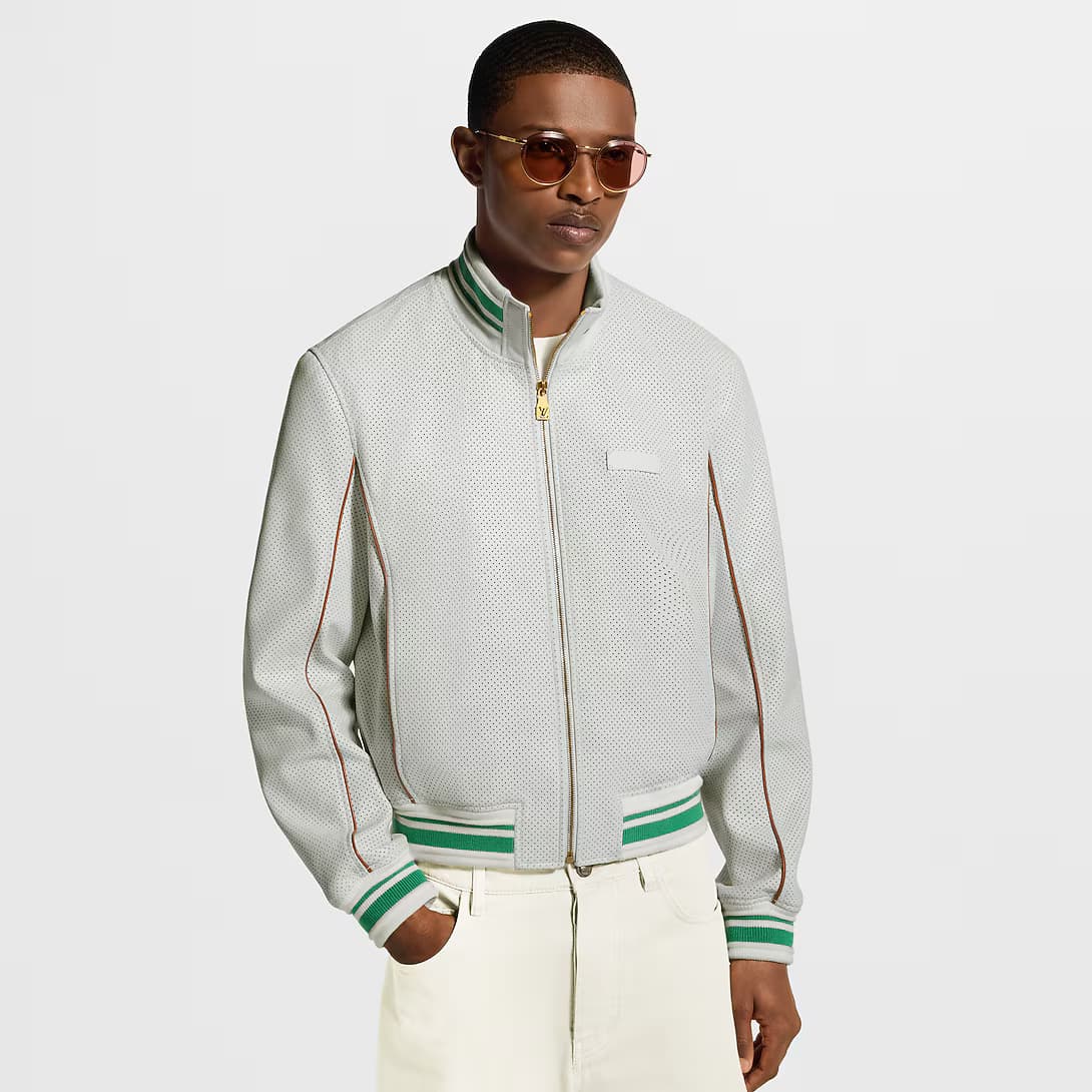 Perforated Leather Tracktop — view 3