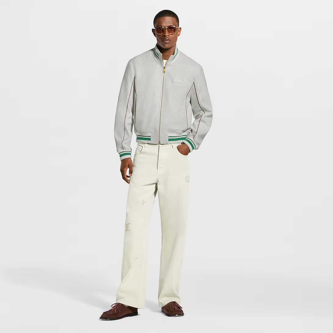 Perforated Leather Tracktop — view 1