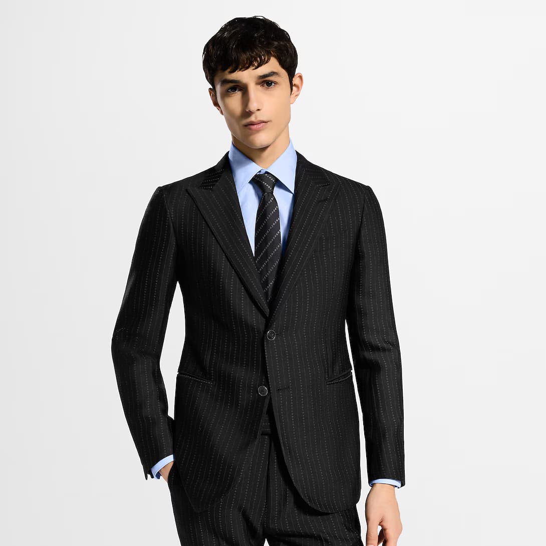 Single-Breasted Wool-Silk Jacquard Pont Neuf Jacket — view 3