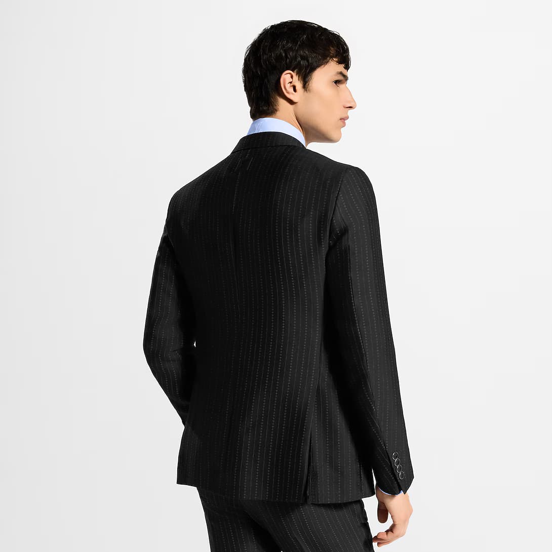 Single-Breasted Wool-Silk Jacquard Pont Neuf Jacket — view 4