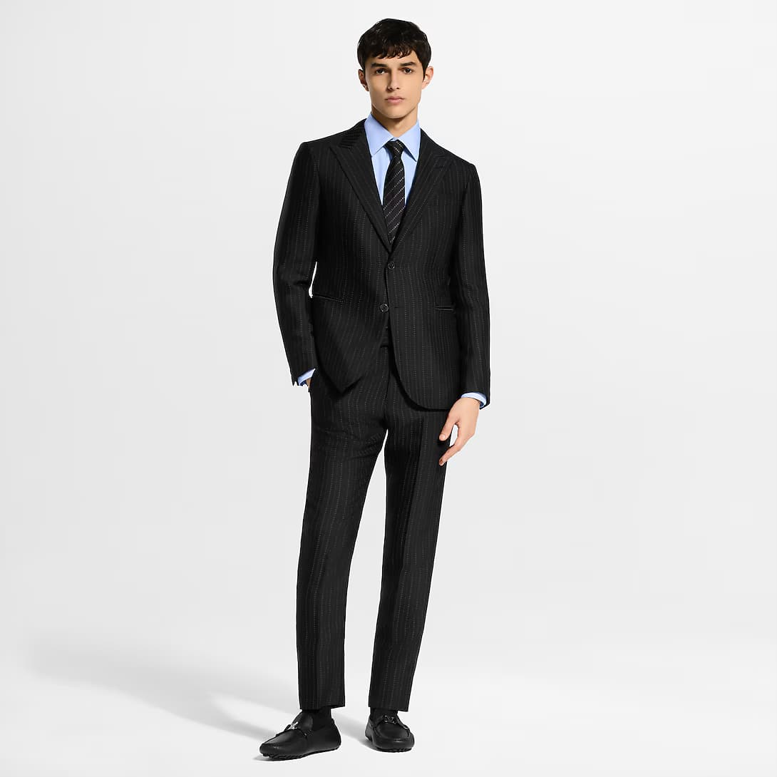 Single-Breasted Wool-Silk Jacquard Pont Neuf Jacket — view 1