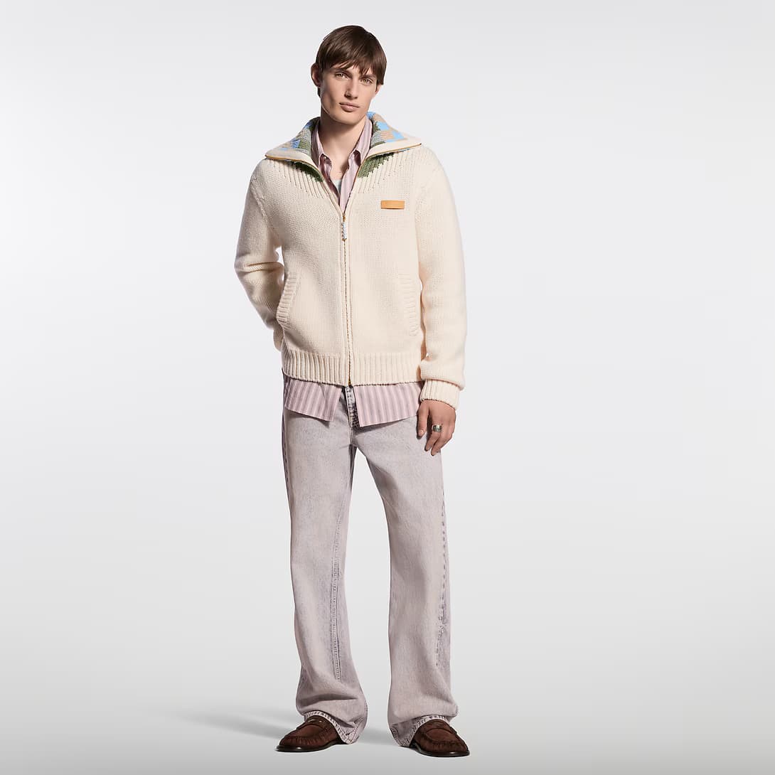 Zipped Intarsia Track Top — view 1